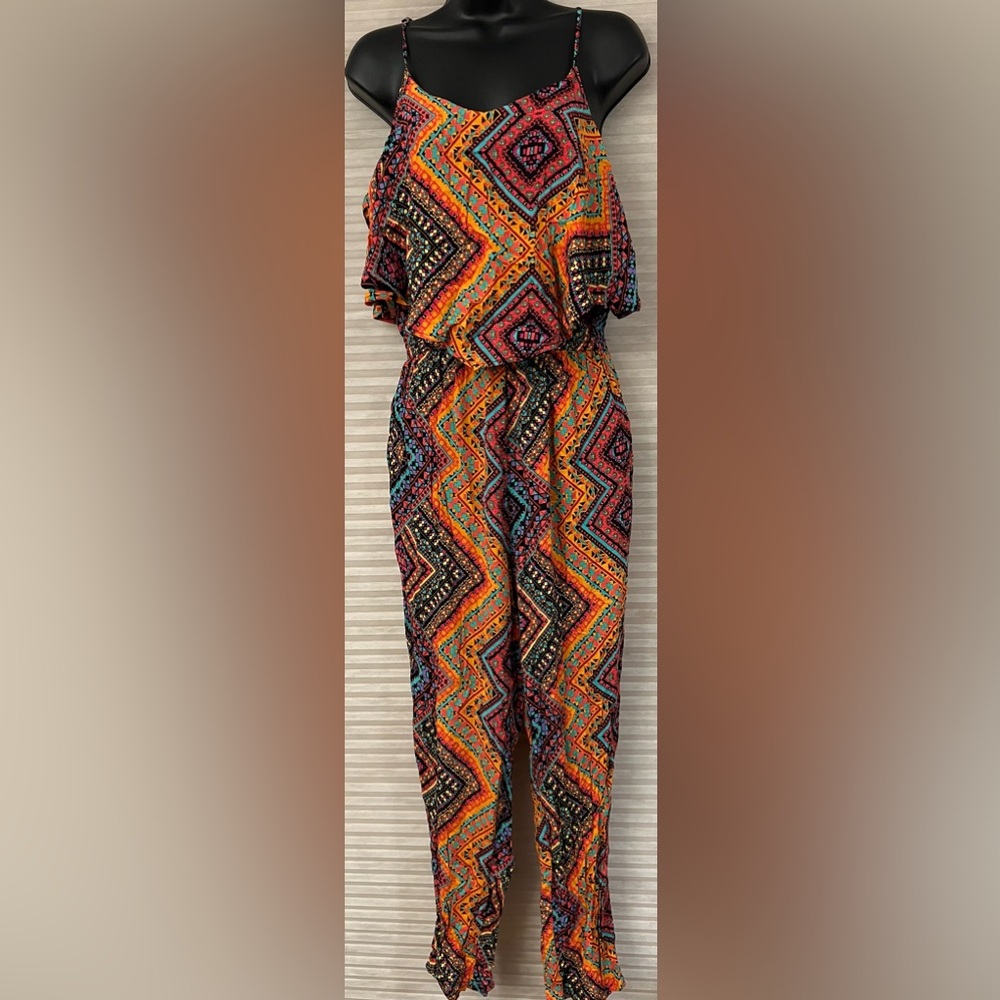Easel Colorful BOHO Jumpsuit Romper with Spaghetti Straps NEW Size SMALL